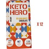 KETO-HERO® - Belgische Witte Chocolade - KETO - Suikerarm - 12 x 100 g