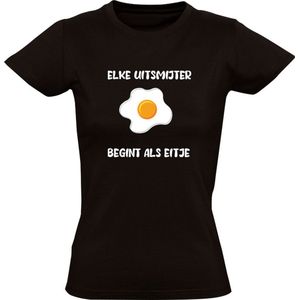 Elke uitsmijter begint als eitje Dames T-shirt - eten - feest - ontbijt - ei - gebakken ei - gezond - oud - grappig