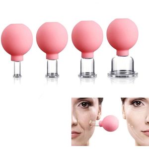 Set van 4 - Face Cupping Set - Gezichtscupping Cups - Anti-cellulitis Gezichtsmassagecups - Voor Ogen, Gezicht en Lichaam (Roze)