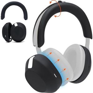 Beschermende ShellZ XM5 hoofdtelefoonhoes en hoofdbandhoes voor Sony WH1000XM5 - Gemaakt door Wicked Cushions - Premium siliconen - Zwart