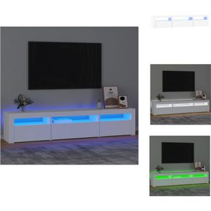 vidaXL TV-meubel LED RGB-verlichting - 195 x 35 x 40 cm - wit - bewerkt hout - Kast