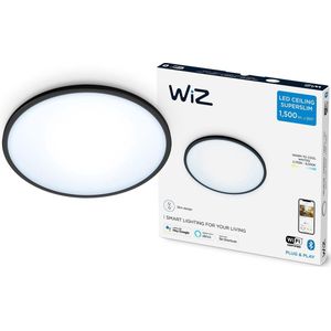 WiZ Plafonniere SuperSlim Zwart - Slimme LED-Verlichting - Warm- tot Koelwit Licht - Geintegreerd LED - 16W - Wi-Fi