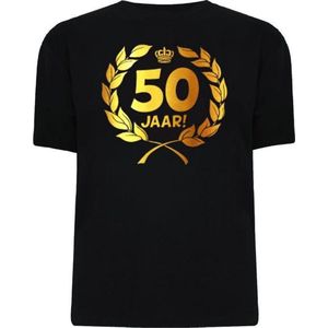 Funny zwart shirt. Gouden Krans T-Shirt - 50 jaar - Maat 3XL