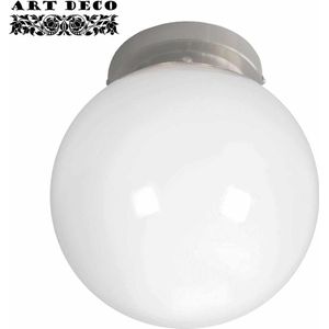 Art deco plafondlamp Globe | 1 lichts | Ø 25 cm | grijs / staal / wit | glas / metaal | spots | draai / kantelbaar | gispen / retro / jaren 30