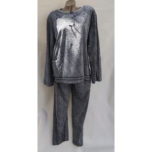 Dames pyjama set met panterprint L 38-40 grijs/zwart