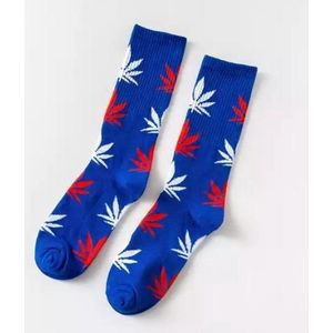 Wietsokken - Cannabissokken - Wiet - Cannabis - blauw-wit-rood - Unisex sokken - Maat 36-45