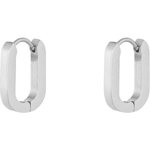 Joy Ibiza - rechthoek ovale oorbellen - klap scharnier oorringen ovaal - 1.8 cm - stainless steel