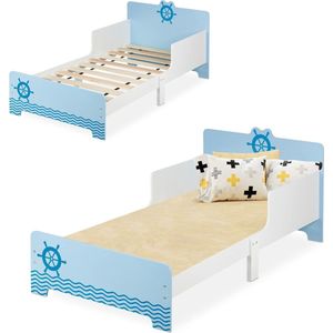 Veltro® Kinderbed - Peuterbed - Babybed - Wit met Blauw