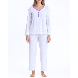 FINE WOMAN® Dames Pyjama 2321 L 42-44 wit/blauw