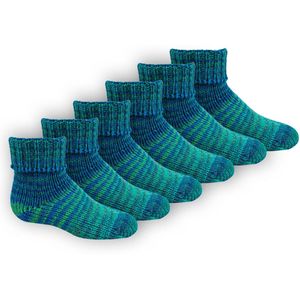 Gebreide kindersokken | Scandinavische sokken | Kleur: Blauw | Maat: 23 t/m 38 | 6 paar