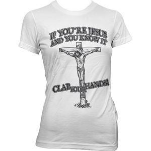 Hybris If You're Jesus-Clap Your Hands! Girly Tee Damen T-Shirt White-L