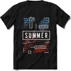 Summer Time | TSK Studio Zomer Kleding  T-Shirt | Blauw - Oranje | Heren / Dames | Perfect Strand Shirt Verjaardag Cadeau Maat 3XL