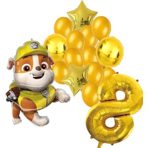 Paw Patrol Rubble ballonnen pakket - 64x81cm - 8 jaar - Folie Ballon set - Themafeest - Verjaardag - Ballonnen - Versiering - Helium ballon