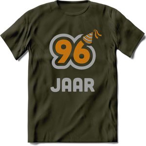 96 Jaar Feest T-Shirt | Goud - Zilver | Grappig Verjaardag Cadeau Shirt | Dames - Heren - Unisex | Tshirt Kleding Kado | - Leger Groen - M