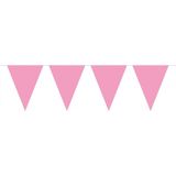 Vlaggenlijnen XXL licht roze 10 meter - Roze meisjes geboren/geboorte thema feestartikelen/versiering