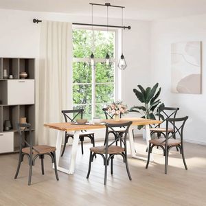 vidaXL Eettafel met natuurlijke rand massief eikenhout rechthoekig - Eettafel - Eettafels - Eetkamertafel - Keukentafel