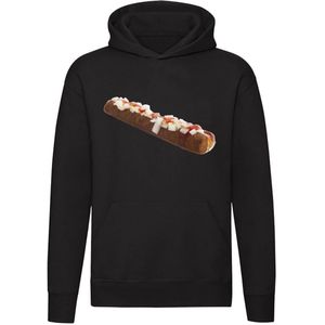 Frikandel speciaal Hoodie | snack | ui | friet | patat | friettent | frietpan | eten | kok | horeca | Unisex | Trui | Sweater | Capuchon