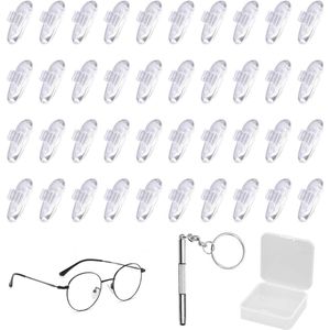 20 paar siliconen antislip neuspads voor bril - inclusief opbergdoos en brillenverstel - Transparant .