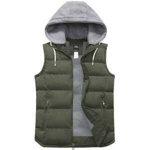 Wintervest voor heren met gewatteerde vulling - Mouwloos jack met capuchon voor buiten