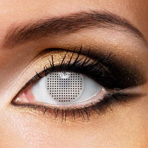 Partylens® kleurlenzen - White Mesh - jaarlenzen met lenshouder - Partylenzen wit
