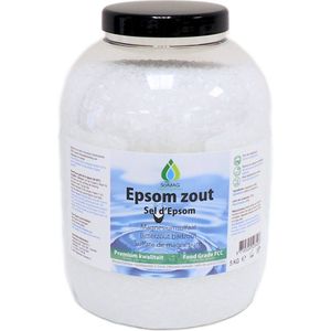 Epsom zout – 5 KG – Badzout - Magnesiumsulfaat 49% FCC Food Grade Kwaliteit van SoLMAG - 1-3 mm korrelgrootte - Bitterzout - Magnesium Sulfate - Epsomzout - Epsom Salt - Sal de Epsom – Epsom zoutbad – Voetenbad – In luxe PET pot (BPA vrij)