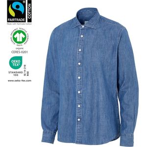 Cottover SHIRT DENIM SLIM FIT MAN - GOTS GECERTIFICEERD 141046 - Blauw - 42