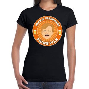 Oranje vereniging Prins Pils t-shirt  zwart dames - Koningsdag kleding M