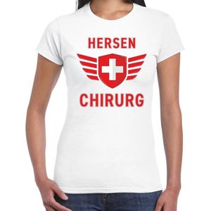 Hersen chirurg verkleed t-shirt wit voor dames - hersenspecialist carnaval / feest shirt kleding / kostuum L