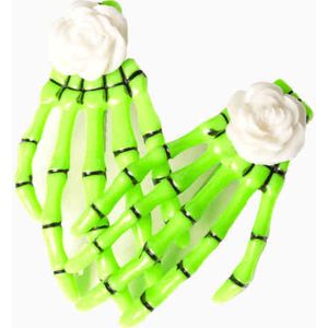Banned - Skeleton hands Haarclip - Groen/Wit
