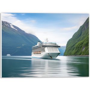 PVC Schuimplaat - Groot Cruiseschip op het Water - 40x30 cm Foto op PVC Schuimplaat (Met Ophangsysteem)