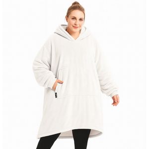 Goliving Fleece Deken Met Mouwen - Hoodie Deken - Plaid - Snuggle Hoodie - Hoodie Blanket - Fleece Cape - Wit