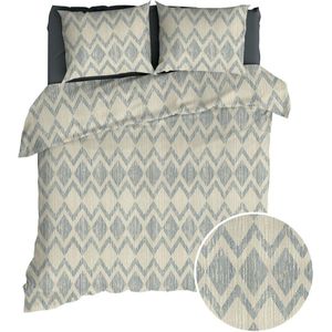 Romanette Dekbedovertrek - Beige Antra Ruiten Katoen - B 200 x L 200 cm/B 200 x L 220 cm - 2-persoons - 14369-200 x 200-220 cm