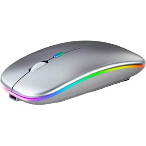 S&E Dual-Mode Draadloze Muis - Stille Functionaliteit - RGB-achtergrondverlichting - Zilver