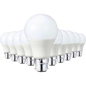 B22 LED-lamp 9W 220V A60 270 ° (10 stuks) - Koel wit licht - Kunststof - Pack de 10 - Wit Froid 6000K - 8000K - SILUMEN