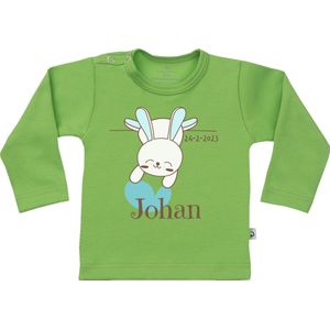 Baby T Shirt - Gepersonaliseerd - Cadeau - Naam Geboortedatum - Groen - 50