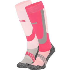 Xtreme Skisokken - 2 paar unisex skikousen kniehoogte - Multi Pink - Maat 35/38