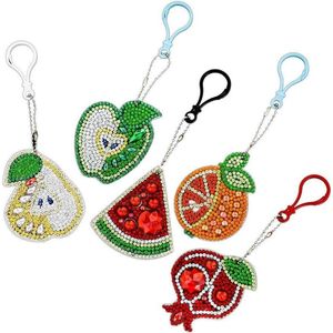 Huntex Diamond Painting Dubbelzijdige Sleutelhanger Set Fruit 5 Stuks - Diament - Pakket Volwassenen - Accessoires - Accesoires - Kinderen - Disney - Pakket Full - Pakket Volledig