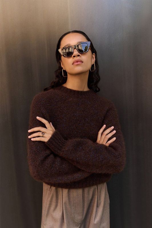 Sonny - Sparkle - Pullover - Donkerbruin - Normale Pasvorm