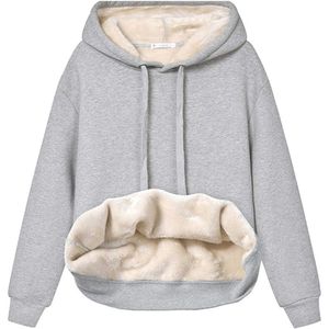 Zachte Winter Hoodie met Sherpa-Fleece voor Dames - Lichtgrijs - S