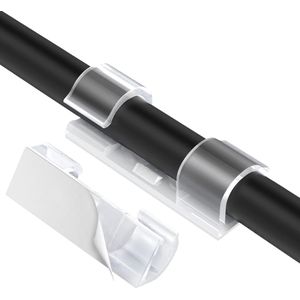 DOWO® - Zelfklevende Kabelclips - met klittenband - Kabelhouder - 3M Tape - 32 stuks - Transparant - XL