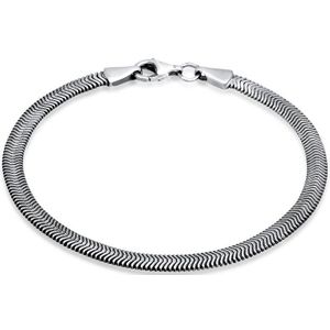 KUZZOI Heren Armband Dames platte Elegante Slangenketting Visgraat Trend in 925 Sterling Zilver