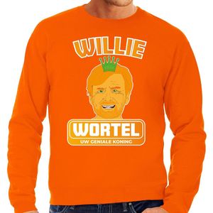 Bellatio Decorations Koningsdag sweater - Willie Wortel - heren - trui - oranje XL