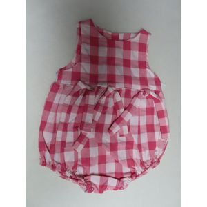 Korte combi - Meisjes - Geruit - Roze wit - 12 maand 80