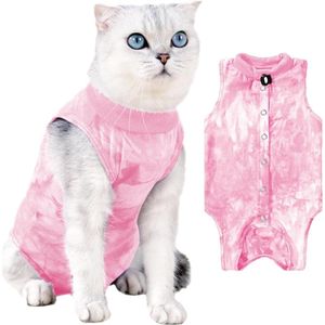 1-delig herstelpak kattenmaillot postoperatiepak anti-lik pak zachte kattenkleding roze