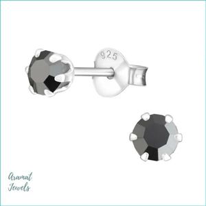Aramat Jewels Oorbellen - Stijlvolle Zilveren Kristallen Oorbellen - Zilver - Mannen - Kinderen - [4mm,5mm,6mm]