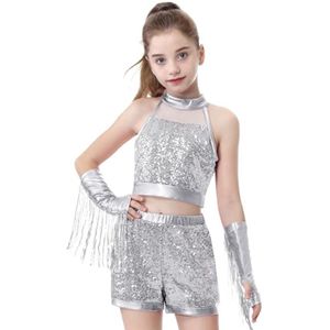Danskostuum voor meisjes met pailletten - hiphop jazzoutfit voor kinderen