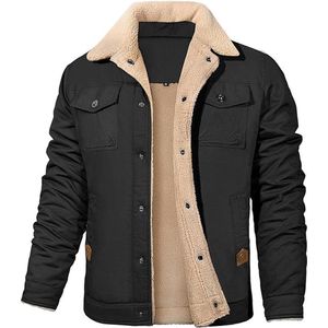 Winterjas voor heren, fleecejack, overgangsjas, warme fleece gevoerde jas, opstaande kraag, winterparka met zakken