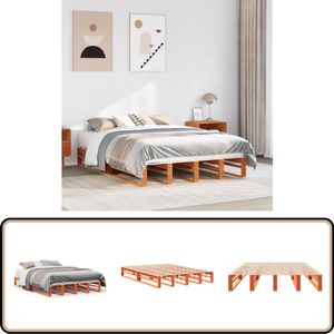 vidaXL Bedframe zonder matras massief grenenhout wasbruin 140x200 cm