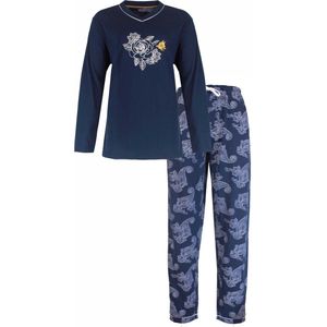 Medaillon Dames Pyjama - 100% Katoen - Blauw - Maat S