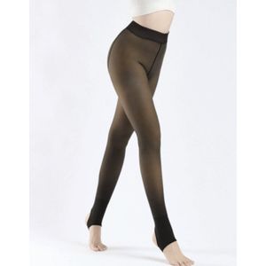 GIANVAGLIA® Deluxe Dames Fleece Winter Thermo Legging Panty 200G 5~15°C` L/XL Doorschijnend Zwart